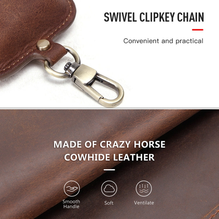 CF1108 For AirPods Pro Crazy Horse Texture Earphone Protective Leather Case with Hook(Brown) - For AirPods Pro by buy2fix | Online Shopping UK | buy2fix