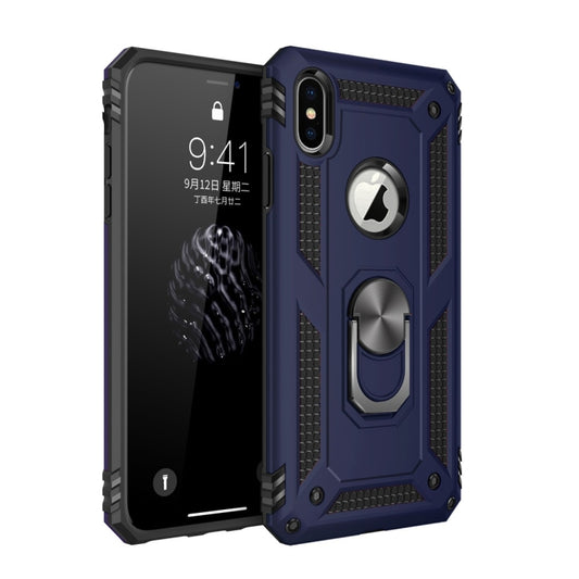 For iPhone X / XS Sergeant Armor Shockproof TPU + PC Protective Case with 360 Degree Rotation Holder (Blue) by buy2fix
