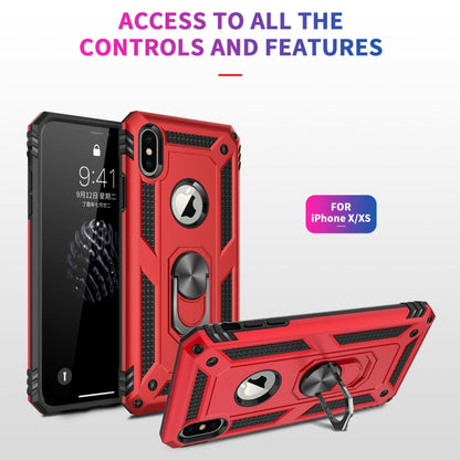 For iPhone X / XS Sergeant Armor Shockproof TPU + PC Protective Case with 360 Degree Rotation Holder (Blue) by buy2fix