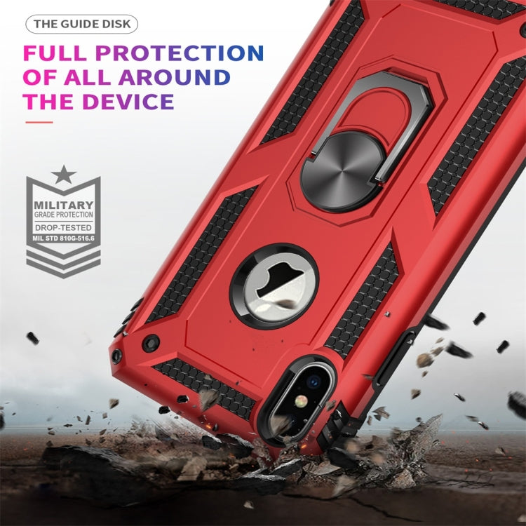 For iPhone X / XS Sergeant Armor Shockproof TPU + PC Protective Case with 360 Degree Rotation Holder (Rose Gold) by buy2fix