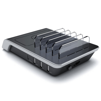 UD09 4 USB Ports Qi Standard Wireless Charger Phone Desktop Stand Holder, EU Plug - Multifunction Charger by buy2fix | Online Shopping UK | buy2fix