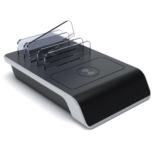 UD09 4 USB Ports Qi Standard Wireless Charger Phone Desktop Stand Holder, UK Plug - Multifunction Charger by buy2fix | Online Shopping UK | buy2fix