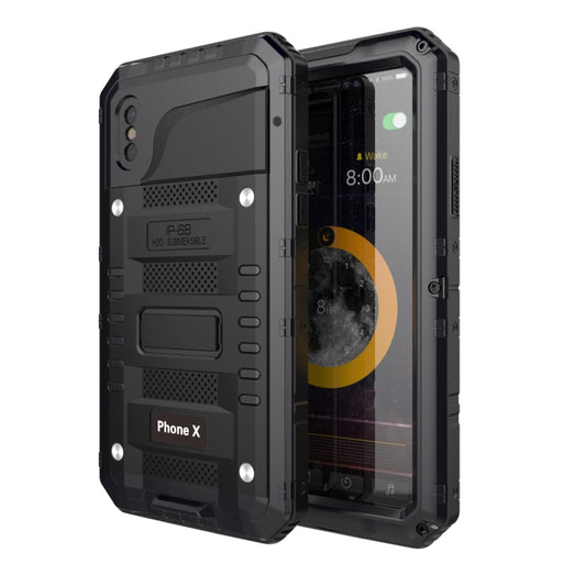 For iPhone X / XS Waterproof Dustproof Shockproof Zinc Alloy + Silicone Case (Black) - More iPhone Cases by buy2fix | Online Shopping UK | buy2fix
