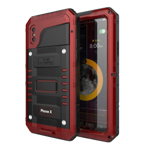 For iPhone X / XS Waterproof Dustproof Shockproof Zinc Alloy + Silicone Case (Red) - More iPhone Cases by buy2fix | Online Shopping UK | buy2fix