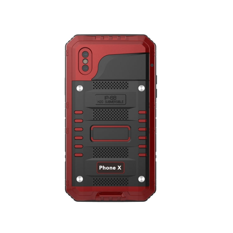 For iPhone X / XS Waterproof Dustproof Shockproof Zinc Alloy + Silicone Case (Red) - More iPhone Cases by buy2fix | Online Shopping UK | buy2fix