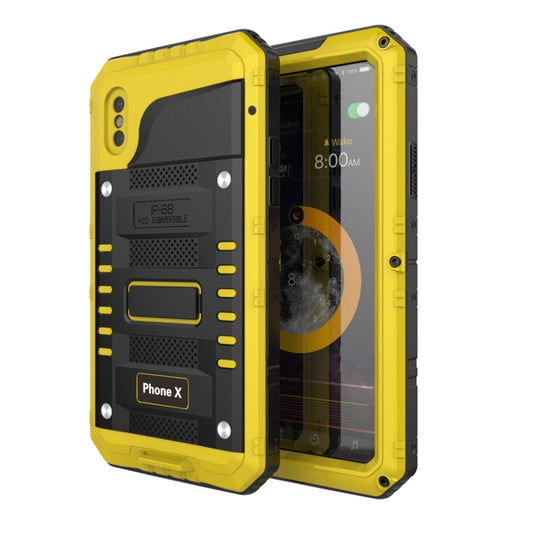 For iPhone X / XS Waterproof Dustproof Shockproof Zinc Alloy + Silicone Case (Yellow) - More iPhone Cases by buy2fix | Online Shopping UK | buy2fix