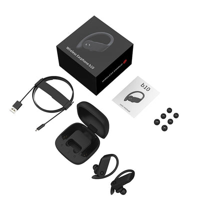 b10 TWS Bluetooth 5.0 Hanging Ear Wireless Bluetooth Sports Earphone with Magnetic Charging Box, Support Call & Siri & Charging Box Wireless Charging(Black) - TWS Earphone by buy2fix | Online Shopping UK | buy2fix
