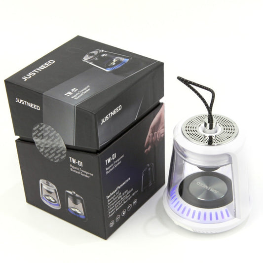 JUSTNEED TWS Waterproof Bluetooth Small Speaker, Built-in High-definition Microphone, Support hands-free Call (White) - Desktop Speaker by buy2fix | Online Shopping UK | buy2fix
