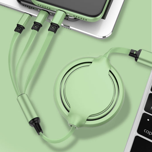 3.5A Liquid Silicone 3 in 1 USB to USB-C / Type-C + 8Pin + Micro USB Retractable Data Syn Charging Cable (Green) by buy2fix