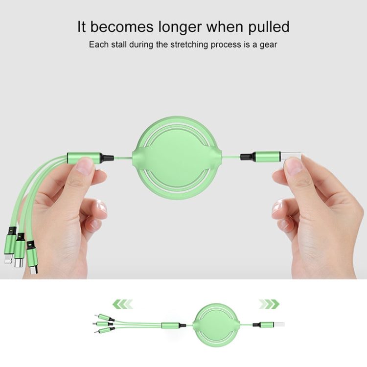 3.5A Liquid Silicone 3 in 1 USB to USB-C / Type-C + 8Pin + Micro USB Retractable Data Syn Charging Cable (Red) by buy2fix