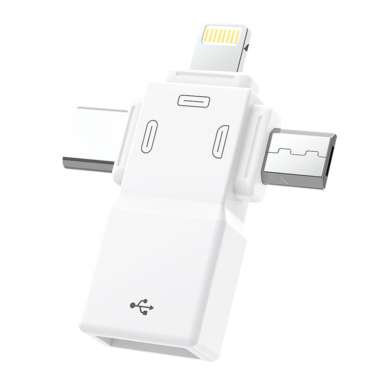 USB 2.0 to 8 Pin + USB-C / Type-C + Micro USB OTG Adapter by buy2fix