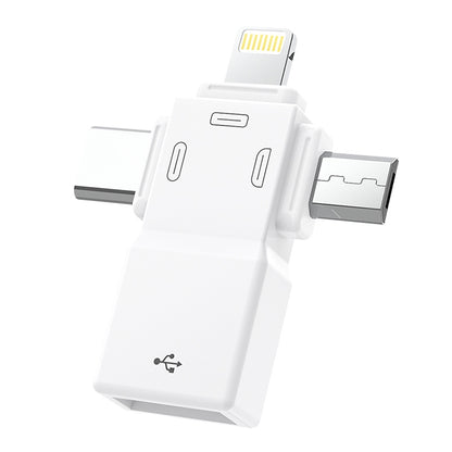 USB 2.0 to 8 Pin + USB-C / Type-C + Micro USB OTG Adapter by buy2fix