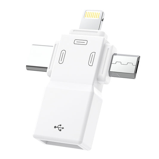 USB 2.0 to 8 Pin + USB-C / Type-C + Micro USB OTG Adapter by buy2fix