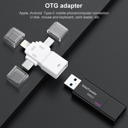 USB 2.0 to 8 Pin + USB-C / Type-C + Micro USB OTG Adapter by buy2fix