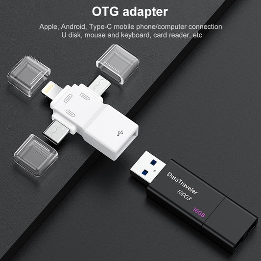 USB 2.0 to 8 Pin + USB-C / Type-C + Micro USB OTG Adapter by buy2fix