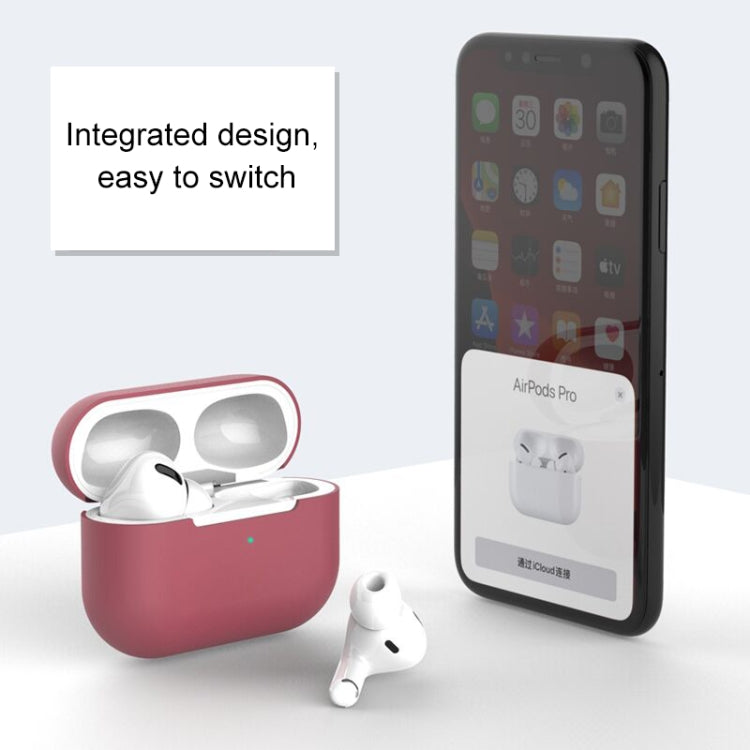 For AirPods Pro Solid Color Silicone Earphone Protective Case (Wine Red) - For AirPods Pro by buy2fix | Online Shopping UK | buy2fix