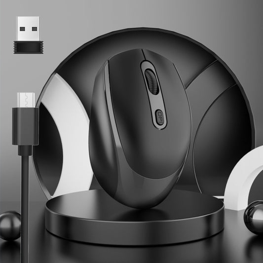 M107 4-buttons 1600 DPI Dual Mode 2.4GHz + Bluetooth 5.1 Wireless Rechargeable Mouse (Black) by buy2fix