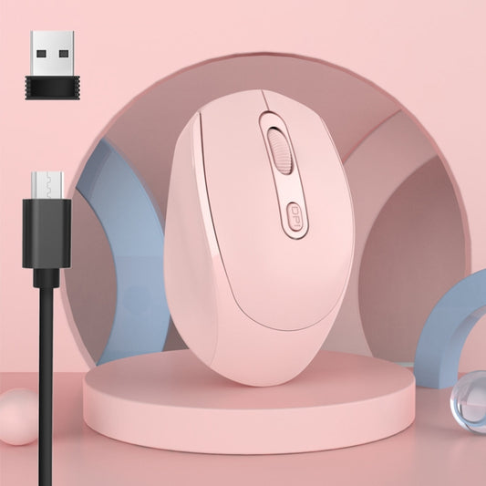 M107 4-buttons 1600 DPI Dual Mode 2.4GHz + Bluetooth 5.1 Wireless Rechargeable Mouse (Pink) by buy2fix