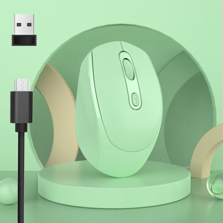 M107 4-buttons 1600 DPI Dual Mode 2.4GHz + Bluetooth 5.1 Wireless Rechargeable Mouse (Green) by buy2fix