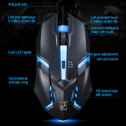 ZGB G20 1600 DPI Professional Wired Glowing Mechanical Feel Suspension Keyboard + Optical Mouse Kit for Laptop, PC(Black) by buy2fix