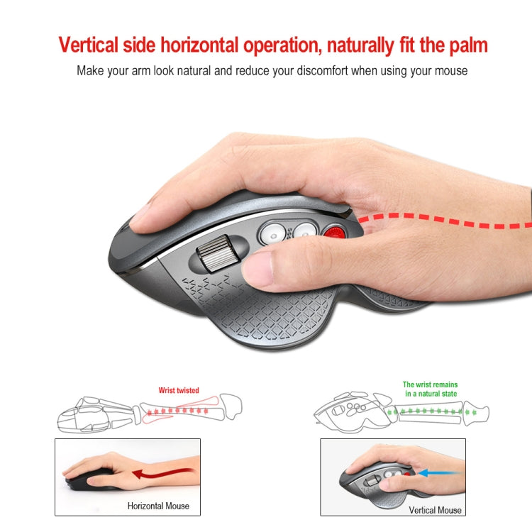 HXSJ T32 Ergonomic Design 2.4G Wireless Vertical Mouse(Silver) - Wireless Mice by HXSJ | Online Shopping UK | buy2fix