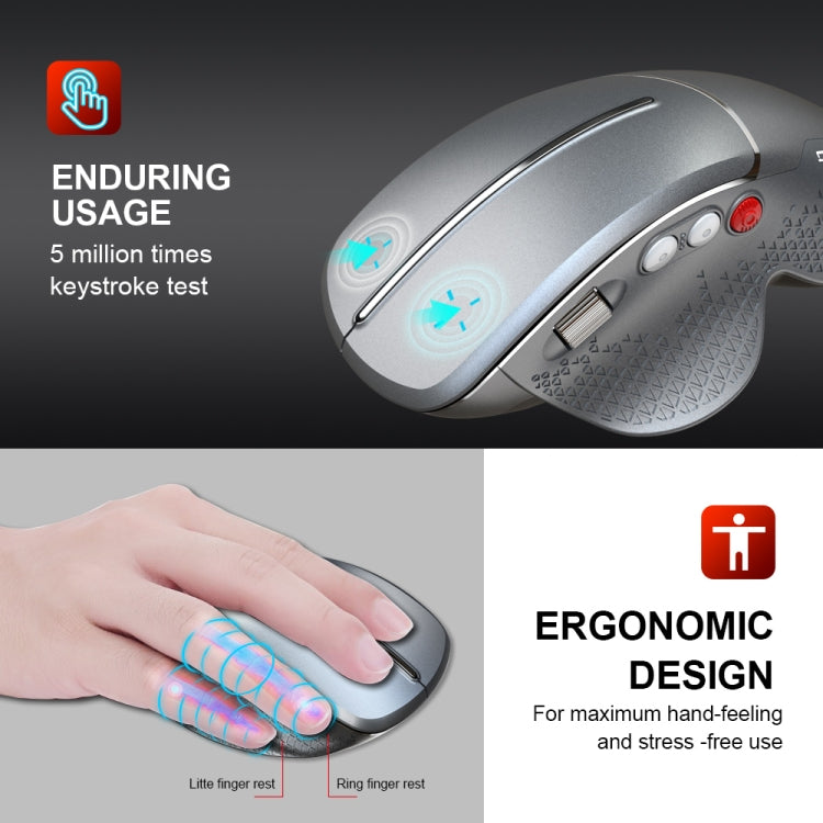 HXSJ T32 Ergonomic Design 2.4G Wireless Vertical Mouse(Silver) - Wireless Mice by HXSJ | Online Shopping UK | buy2fix