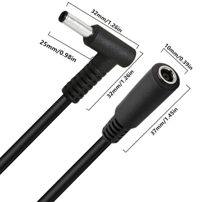 4.5 x 3.0mm Elbow Male to Female Adapter 15cm DC Power Extension Cable for HP (Black) by buy2fix