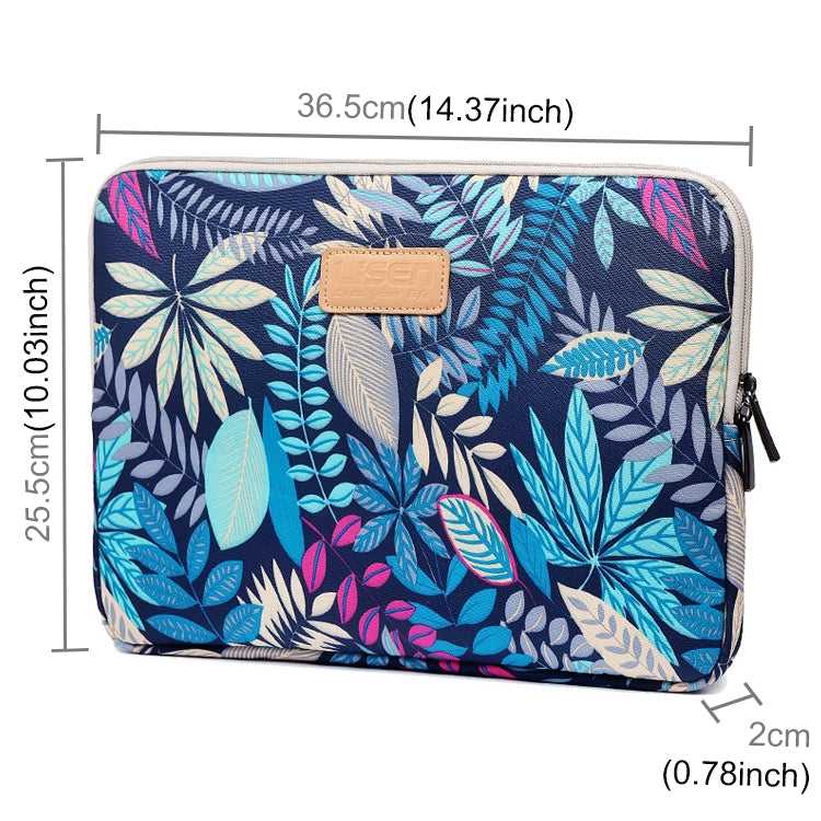 Lisen 14 inch Sleeve Case Colorful Leaves Zipper Briefcase Carrying Bag for Macbook, Samsung, Lenovo, Sony, DELL Alienware, CHUWI, ASUS, HP, 14 inch and Below Laptops(Blue) by buy2fix