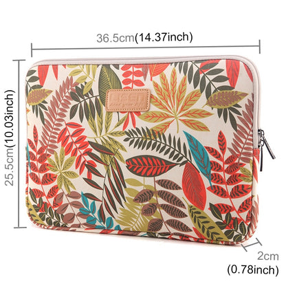 Lisen 14 inch Sleeve Case Colorful Leaves Zipper Briefcase Carrying Bag for Macbook, Samsung, Lenovo, Sony, DELL Alienware, CHUWI, ASUS, HP, 14 inch and Below Laptops(White) by buy2fix