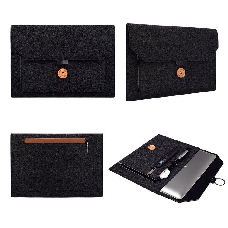 ND06 Multi-purpose Felt Button Laptop Inner Bag for 15.4 inch Laptop(Black) by buy2fix