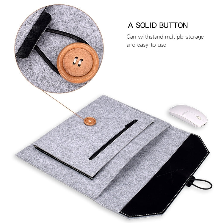 ND06 Multi-purpose Felt Button Laptop Inner Bag for 15.4 inch Laptop(Black) by buy2fix