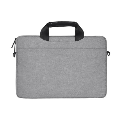 14.1 inch Breathable Wear-resistant Fashion Business Shoulder Handheld Zipper Laptop Bag with Shoulder Strap (Light Grey) by buy2fix