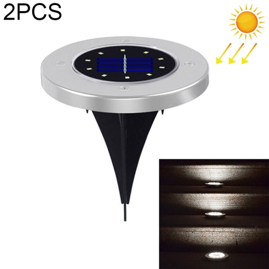 2 PCS 10 LEDs Solar Powered Buried Light Under Ground Lamp IP65 Waterproof Outdoor Garden Street Light (White Light) by buy2fix