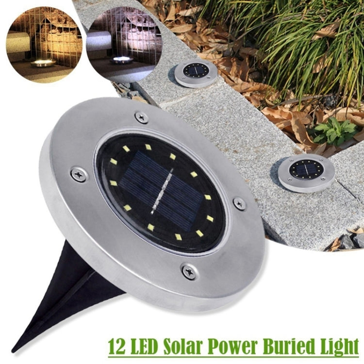 2 PCS 12 LEDs Solar Powered Buried Light Under Ground Lamp IP65 Waterproof Outdoor Garden Street Light (White Light) by buy2fix