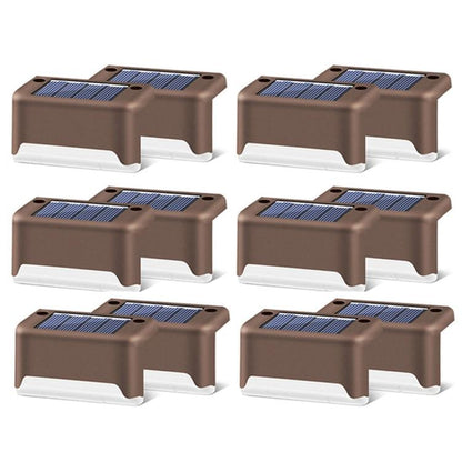 12 PCS Solar Powered LED Outdoor Stairway Light IP65 Waterproof Garden Lamp, Warm White Light(Brown) - Solar Lights by buy2fix | Online Shopping UK | buy2fix
