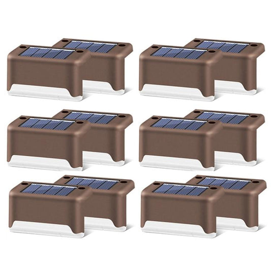 12 PCS Solar Powered LED Outdoor Stairway Light IP65 Waterproof Garden Lamp, Warm White Light(Brown) - Solar Lights by buy2fix | Online Shopping UK | buy2fix