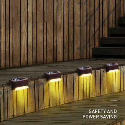 12 PCS Solar Powered LED Outdoor Stairway Light IP65 Waterproof Garden Lamp, Warm White Light(Brown) - Solar Lights by buy2fix | Online Shopping UK | buy2fix