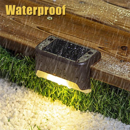 12 PCS Solar Powered LED Outdoor Stairway Light IP65 Waterproof Garden Lamp, Warm White Light(Brown) - Solar Lights by buy2fix | Online Shopping UK | buy2fix