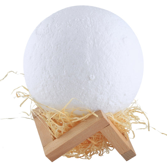15cm Touch Control 3D Print Moon Lamp, USB Charging 16-color Changing LED Energy-saving Night Light with Wooden Holder Base & Remote Control by buy2fix