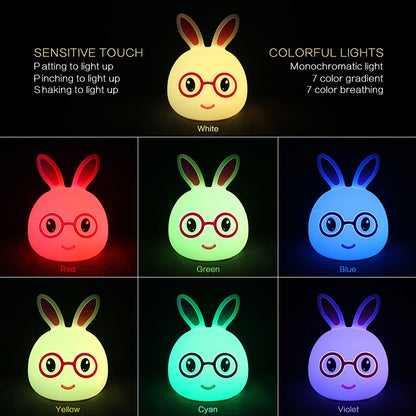 Happy Rabbit Creative Touch 3D LED Decorative Night Light, USB Charging Version (Blue) by buy2fix