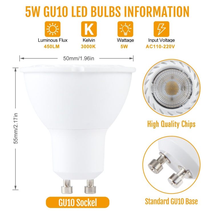 GU10-7LED 5W 2835COB LED Spotlight, AC110-220V (Warm White) by buy2fix
