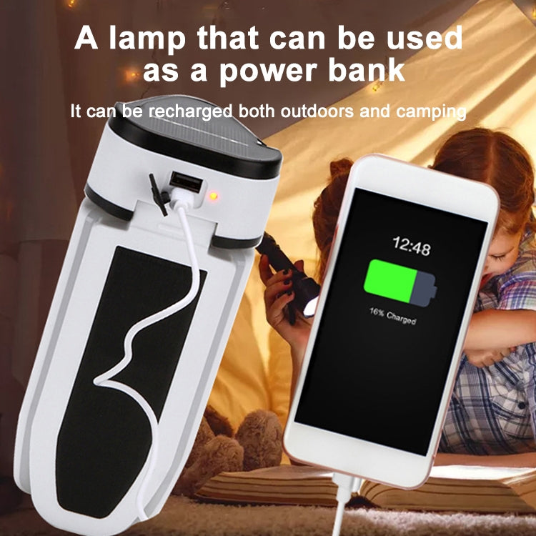 Multifunctional Solar USB Charging 60 LED Trefoil Camping Lamp Outdoor Tent Portable Lamp Flashlight Emergency Light Bulb Light, Style: Solar by buy2fix