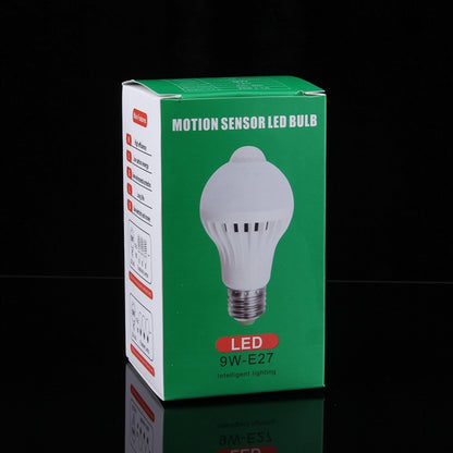 E27 9W Infrared Motion Sensor LED Light Bulb, Sensor Distance: 4-6m, AC 85-265V - Sensor LED Lights by buy2fix | Online Shopping UK | buy2fix