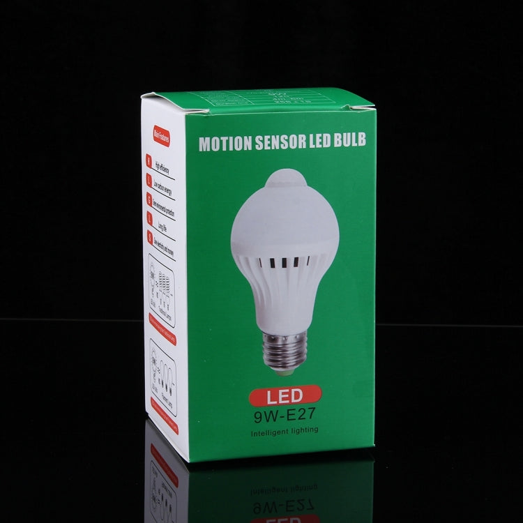 E27 9W Infrared Motion Sensor LED Light Bulb, Sensor Distance: 4-6m, AC 85-265V - Sensor LED Lights by buy2fix | Online Shopping UK | buy2fix