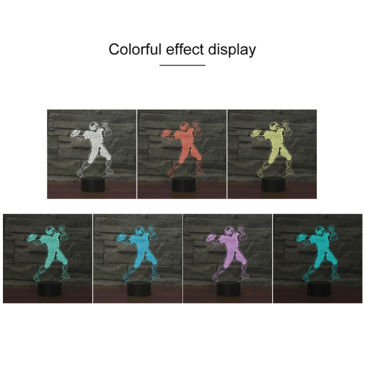 Rugby Quarterback Shape 3D Colorful LED Vision Light Table Lamp, 16 Colors Remote Control Version by buy2fix
