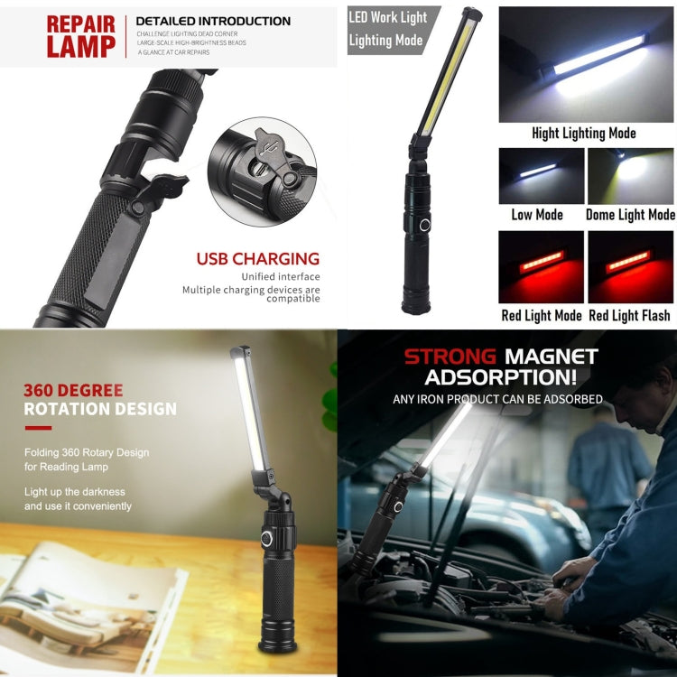 W553 280LM USB Rechargeable Folding Mobile Handheld Work Emergency Light, Size: 16.5 x 3.8cm by buy2fix