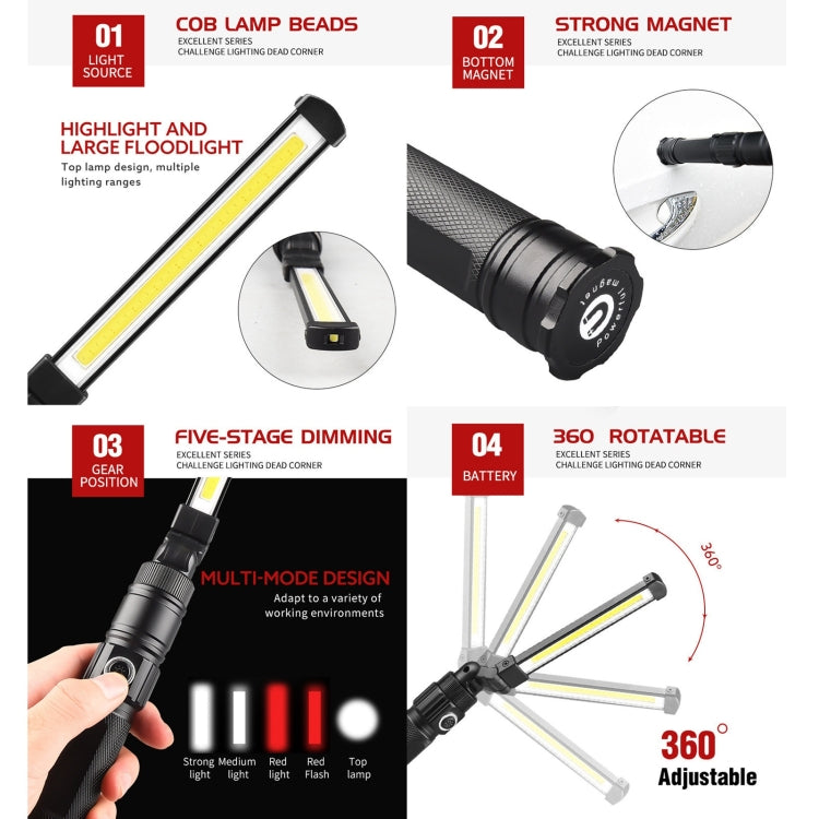 W552 280LM USB Rechargeable Folding Mobile Handheld Work Emergency Light, Size: 13.5 x 3.8cm by buy2fix