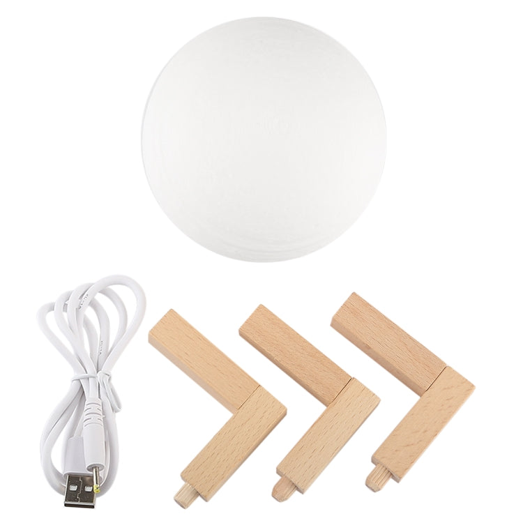 10cm Touch Control 3D Print Jupiter Lamp, USB Charging 2-Color Changing Energy-saving LED Night Light with Wooden Holder Base by buy2fix