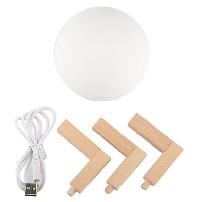 10cm Touch Control 3D Print Jupiter Lamp, USB Charging 2-Color Changing Energy-saving LED Night Light with Wooden Holder Base by buy2fix