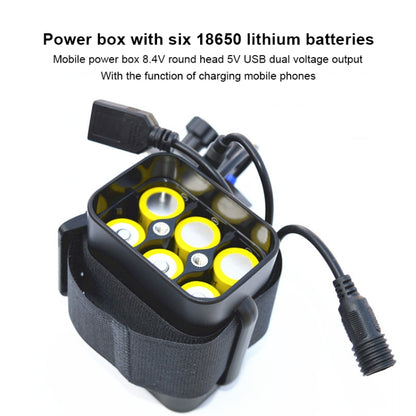 6 Sections 18650 Battery Multi-function Mobile Power Box with 8.4v Round Head & 5v USB Dual Voltage Output Without Battery(Black) by buy2fix